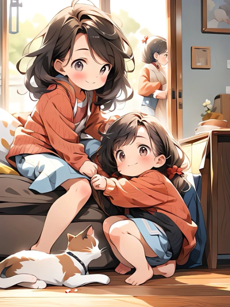 おねえちゃんとねこちゃん