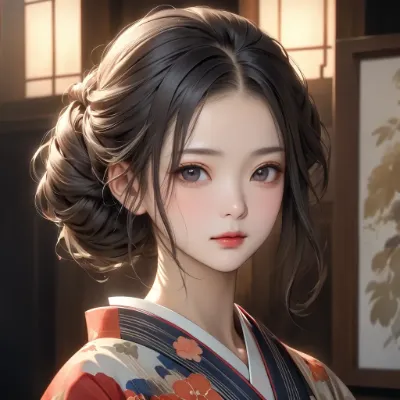 柔らかな光の和装少女