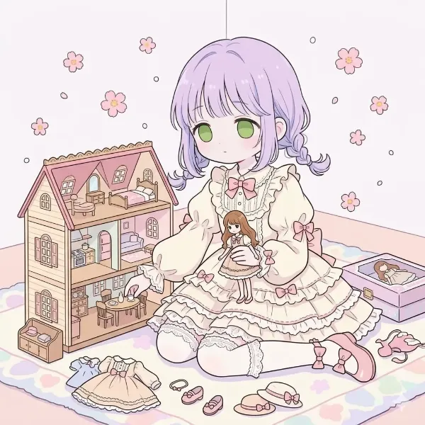 着せ替え人形で遊ぶ幼女