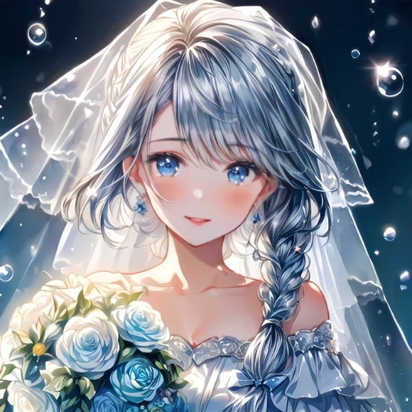 シャボンの空にブーケトス（水彩）