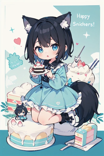 パステルカラーのデザートとおおかみ娘