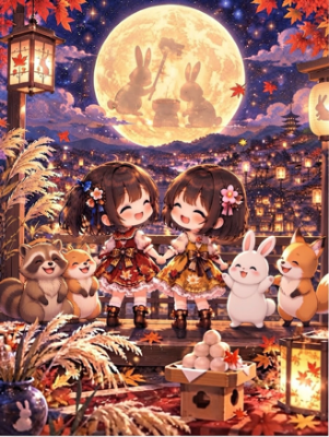 森の仲間と紡ぐ、温もり溢れるお月見の夜