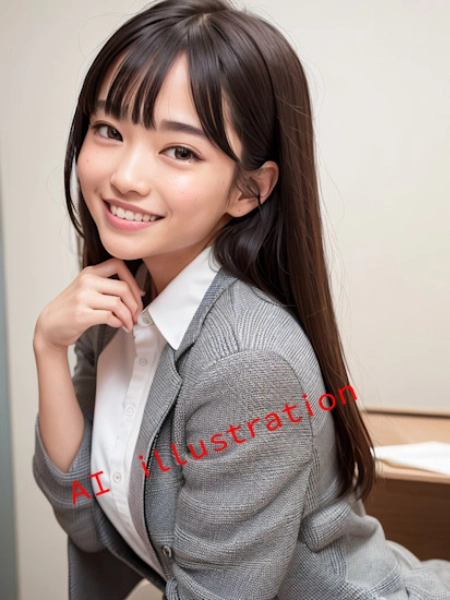 ポニーテールを解いたロングヘア美少女②（単発画像）