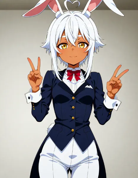ダブルピースうさぎ