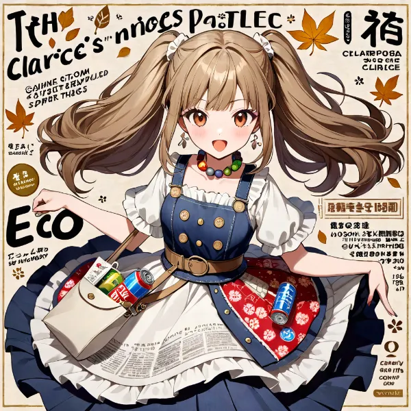 エコツインテールの秋風ガール、エコの日コーデ