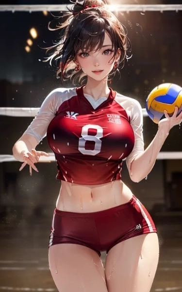 ガーネットレッドと爽やかな汗とバレーボール女子