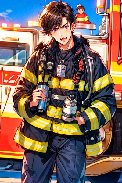 消防士な黒髪短髪青年！！その1（29枚）