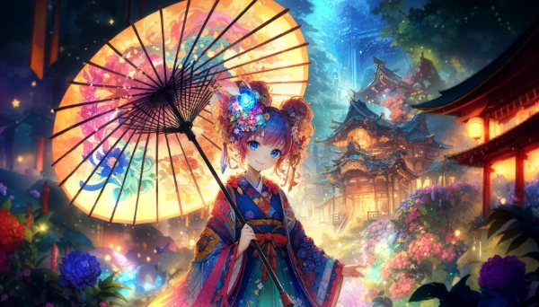 幻想の花街の夜