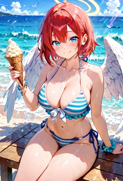 海水浴とソフトクリームと！