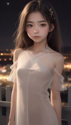 夜景と美少女