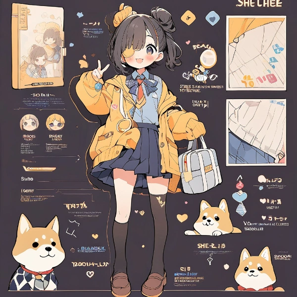 眼帯 × 制服少女と柴犬その2