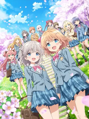 桜舞う学園路で輝く青春の笑顔