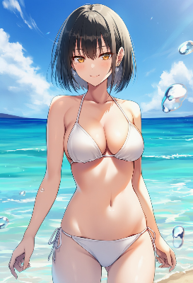 夏の泡に包まれた秘密の微笑み