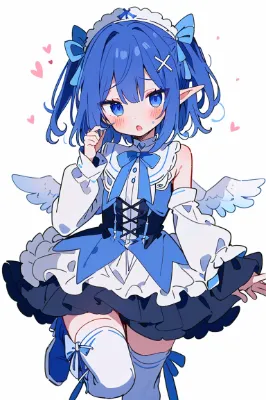 青い翼のメイドエルフの秘密の微笑み