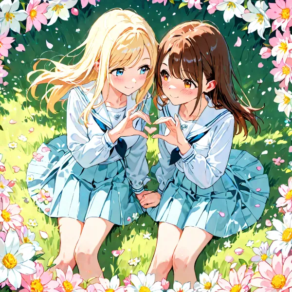 お題「手でハート」