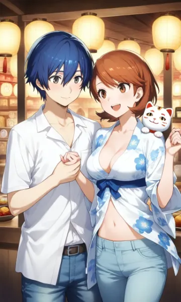 お祭りデートで弾む笑顔