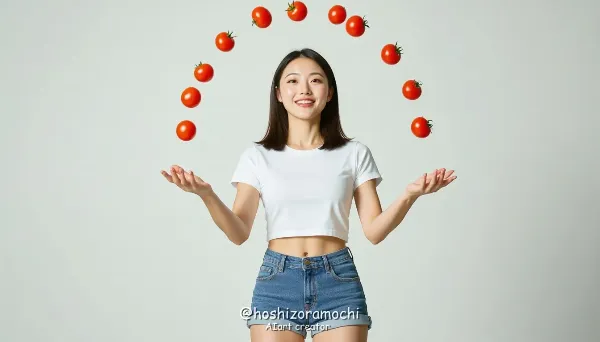 空中に舞うトマトマジック - Tomato magic flying in the air