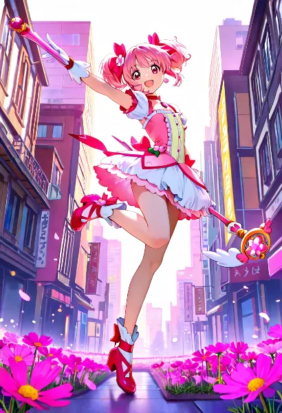 ピンクの魔法少女、街に花を咲かせる