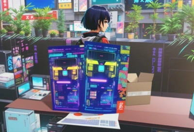 AIパワーで写真\"ガチャマシン発動\"をニューレトロサイバーパンク化