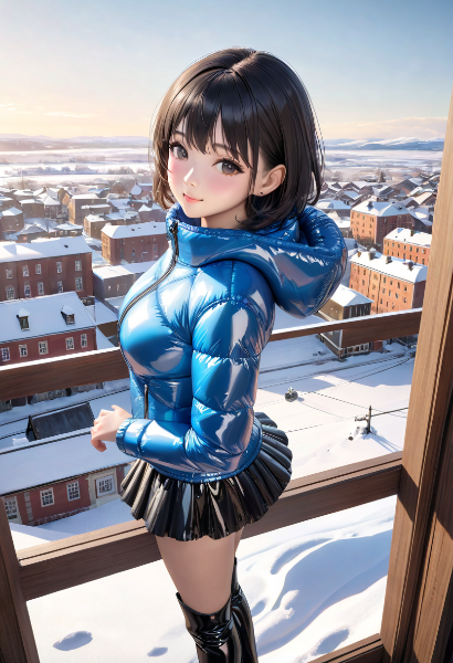 フレアスカートと冬の町