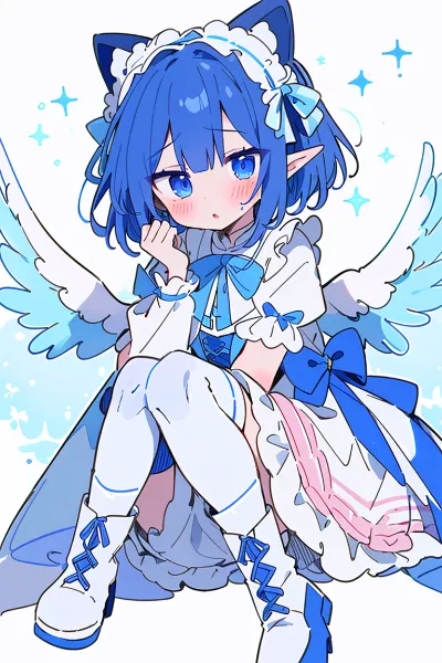 青い翼の猫耳メイドの秘密の午後