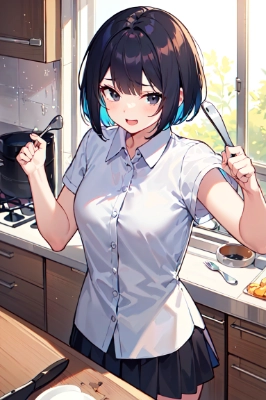 料理する女の子