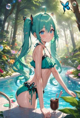 チョコミントな水着のミクちゃん