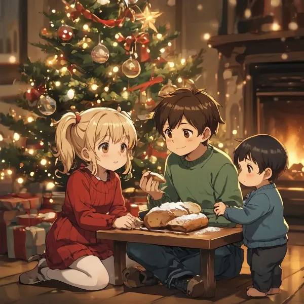 聖夜の温かな家族の贈り物