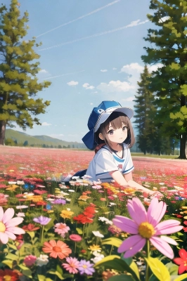 花畑に咲く