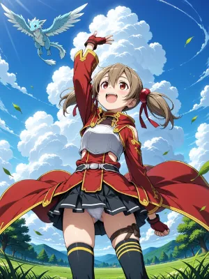 小竜と戯れる少女の一瞬