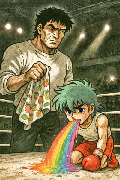 めっ⚫ち「殿下、もうタオルをお投げ致しますか？」殿下「いや、まだ出来ヴぉえェ🤮」