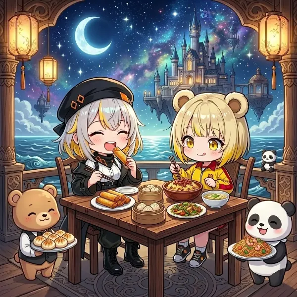 🧸「天空城の幻想夜ディナー」の巻き🏰🍴🌸🏝