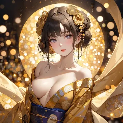 黄金の光に包まれた美女