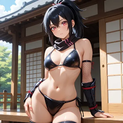 黒ビキニの忍び少女