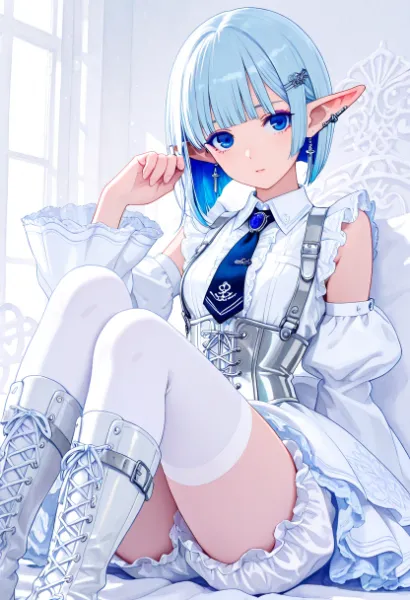 髪先の流れが空彩を誘い、空間の隅に記憶を残す