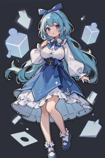 青髪フリルドレス