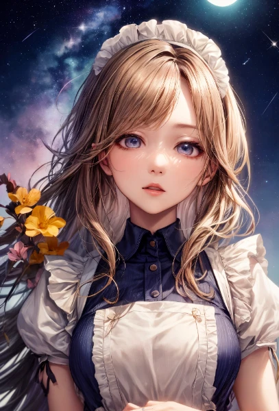 星空とメイドさん