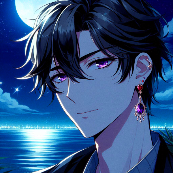 耳飾りをつけた、黒髪短髪男性★(17枚)