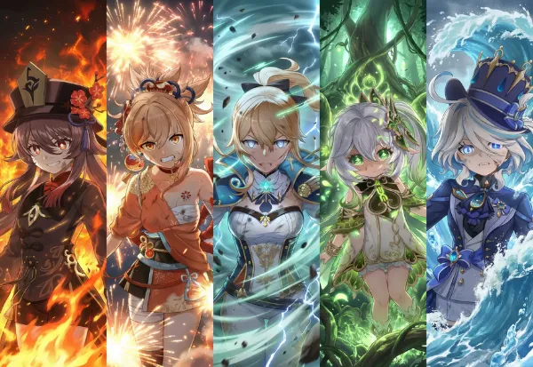 リクエストで迫力あるカッコいい原神の5人の顔！