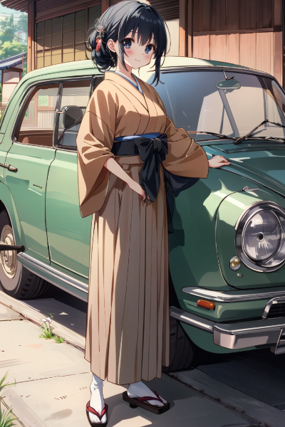 レトロカーと少女