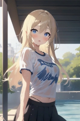 濡れT金髪美女