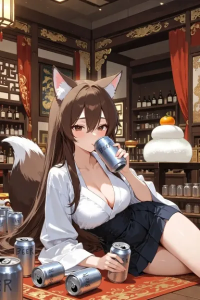 正月は飲んで寝ていると決めた系新年狐耳女子