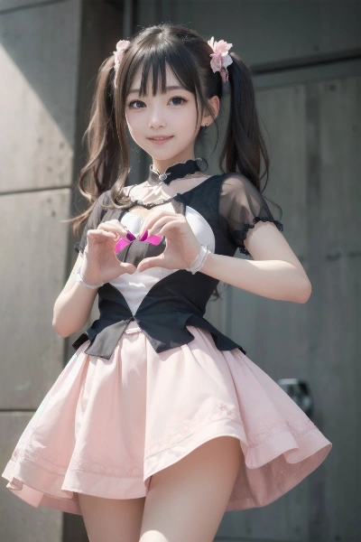 実写もハートポーズできた！