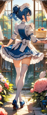 青髪のウエイトレスさん
