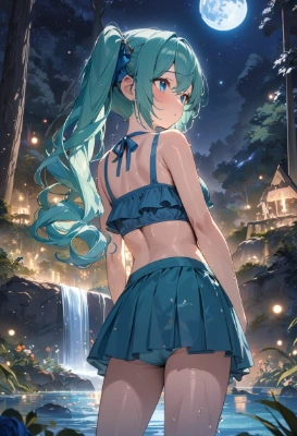 森の聖域の青い髪の少女