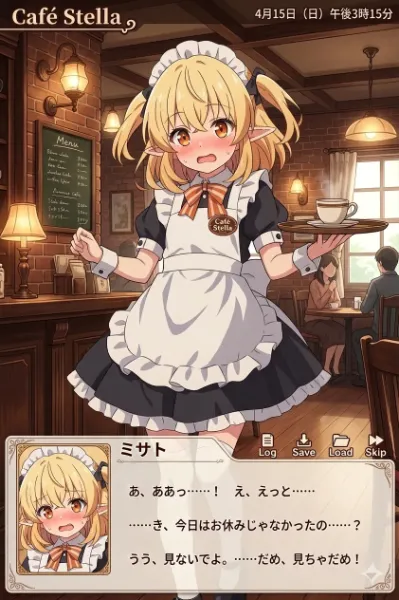 ギャルゲー風にメイド喫茶？でアルバイト中のエルフさん