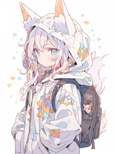 フーディー姿の白狐少女の冒険