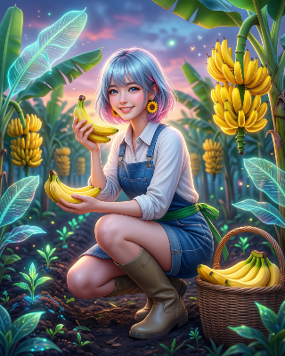 バナナ畑の少女