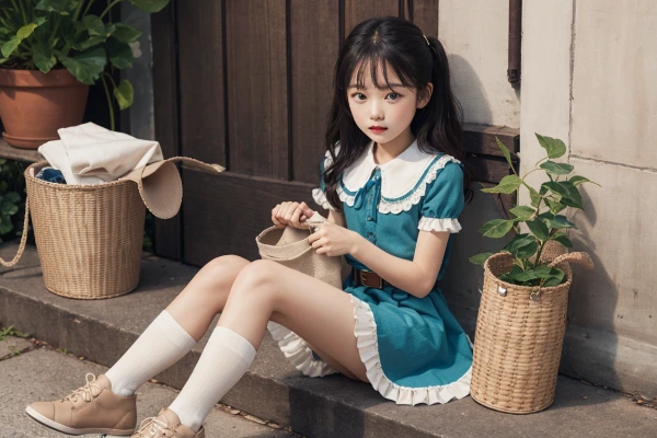 青いドレスの少女と庭の秘密