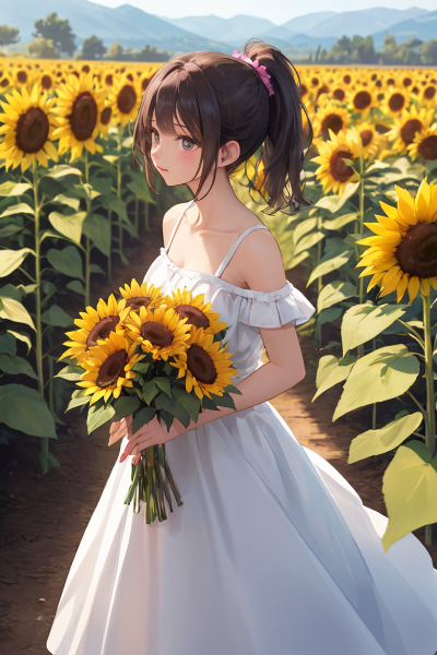 ひまわり畑の約束の少女